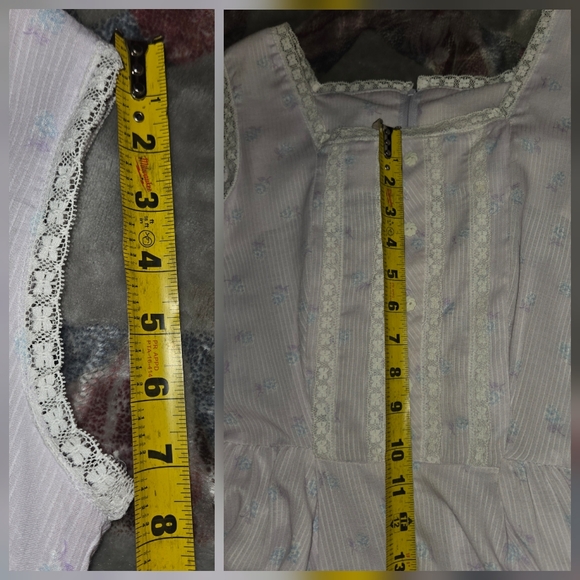 *Vntg* 1970s 'Jeri Bee' Sleeveless Lavender Cotton Midi Dress with Lace Trim - Picture 13 of 13